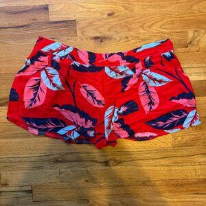 Express High Rise Floral Shorts XL Red Tropical Print Summer